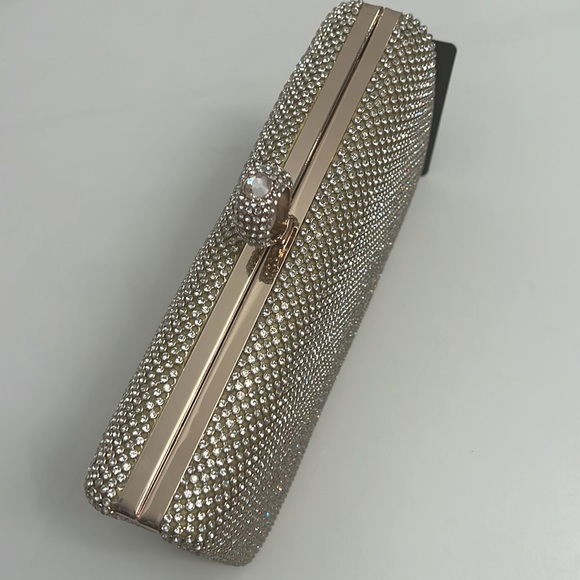 Evening Rhinestone Clutch Handbag Shoulder Bag 8.5” x 4” has a 46”chain - Picture 4 of 6